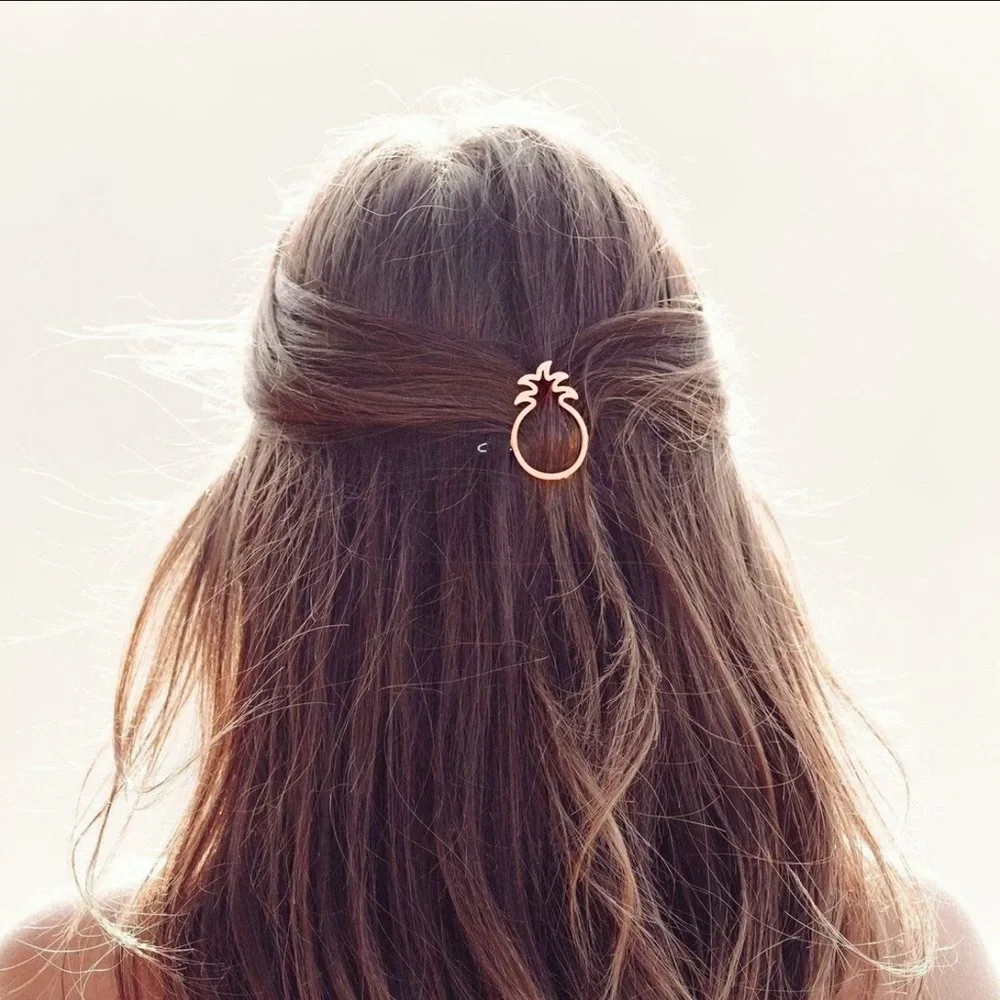 Pura Vida Pineapple Hair Clip Gold Tone Minimalist Summer Boho